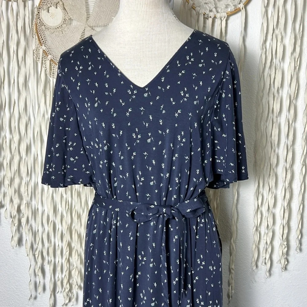 Garnet Hill NWOT Flutter Sleeve Tencel Midi Dress Size M - Picture 8 of 14